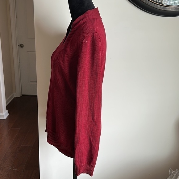 GEOFFREY Beene Sport Maroon Burgundy V-neck Sweater - Picture 4 of 10